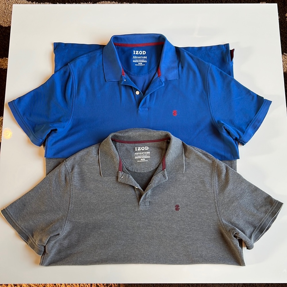 Bundle 2 Short Sleeve Polo IZOD Men’s Advantage Performance natural stretch